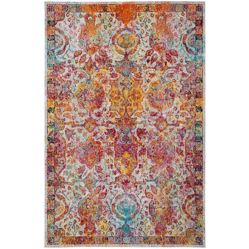 Bungalow Rose Lazaro Oriental Light Blue/Orange/Gray Area Rug & Reviews